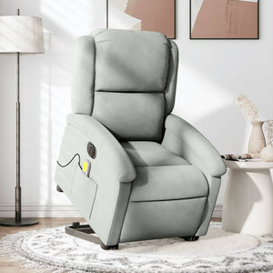 vidaXL Electric Stand up Massage Recliner Chair Light Gray Velvet-0