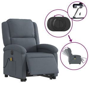 vidaXL Electric Stand up Massage Recliner Chair Dark Gray Velvet-3