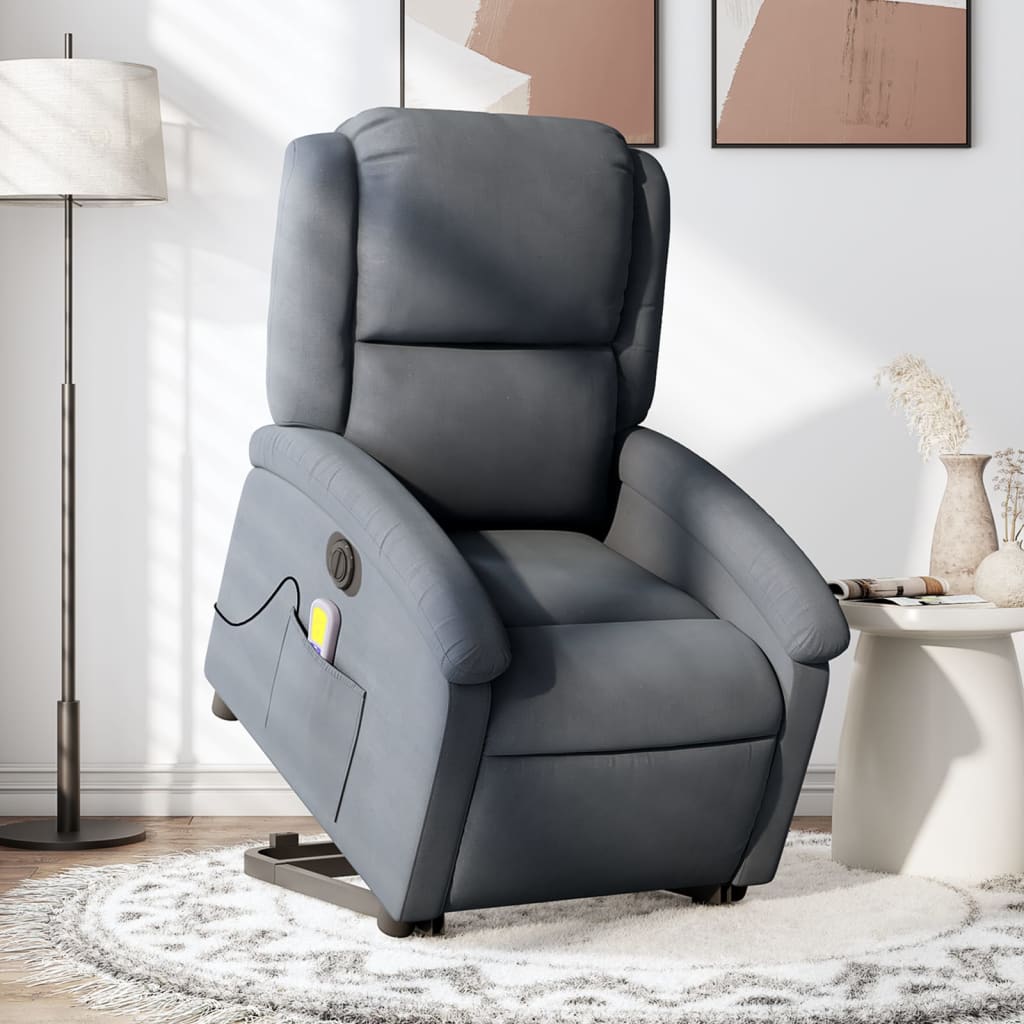 vidaXL Electric Stand up Massage Recliner Chair Dark Gray Velvet-0