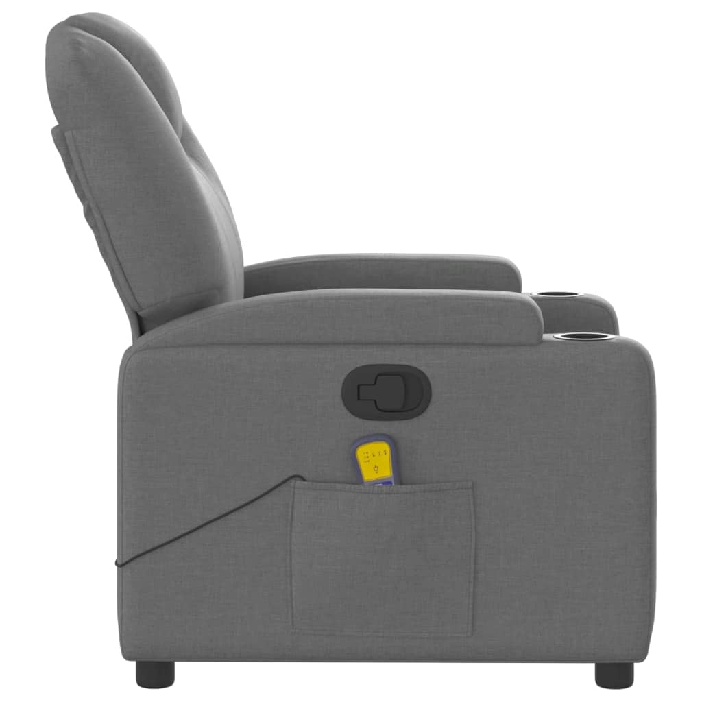 vidaXL Massage Recliner Chair Dark Gray Fabric-6