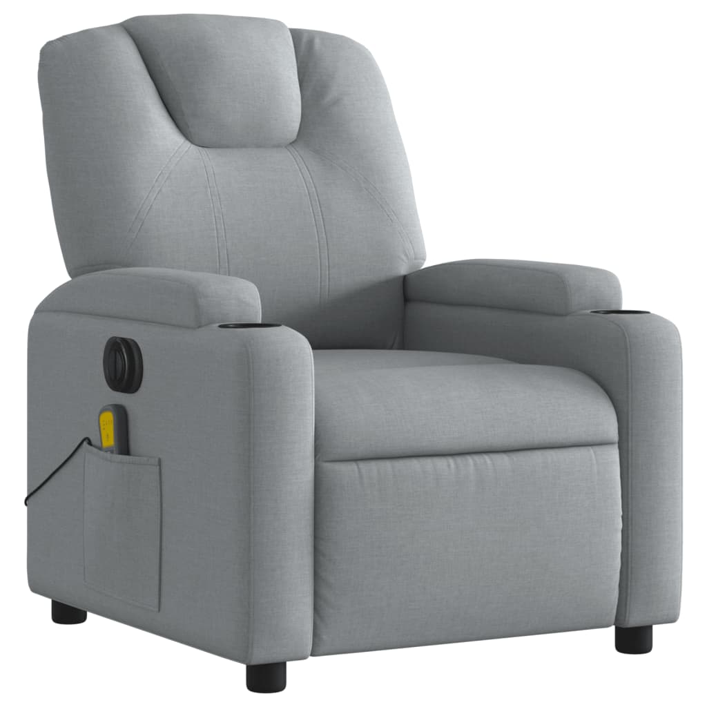 vidaXL Electric Massage Recliner Chair Light Gray Fabric-1