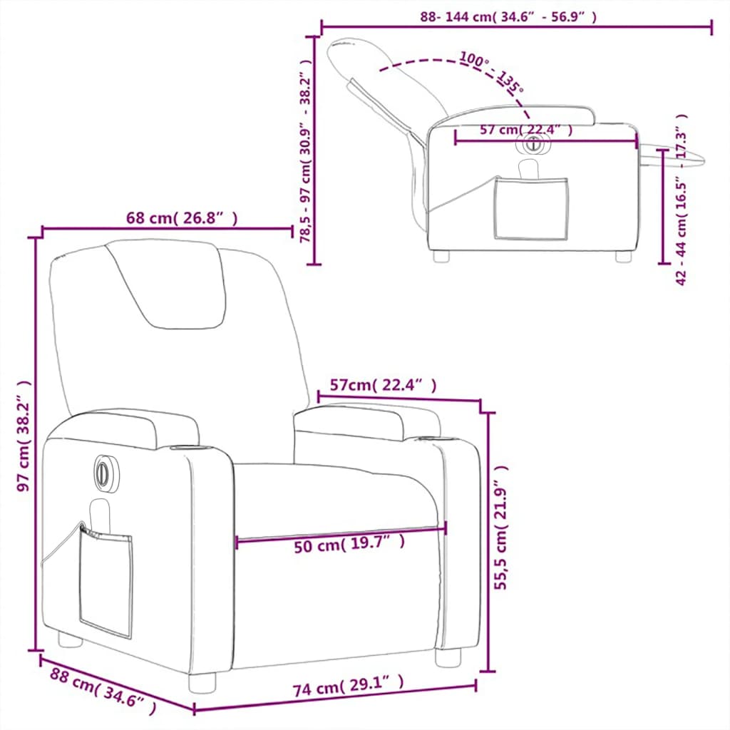 vidaXL Electric Massage Recliner Chair Light Gray Fabric-8