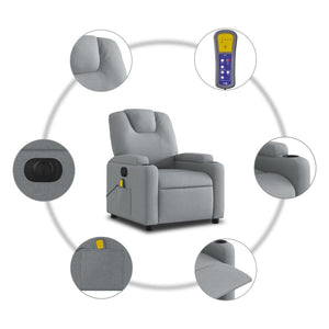 vidaXL Electric Massage Recliner Chair Light Gray Fabric-5