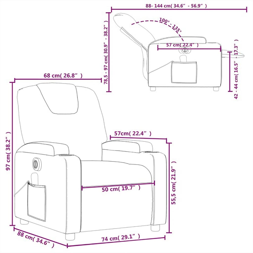 vidaXL Electric Massage Recliner Chair Dark Gray Fabric-8