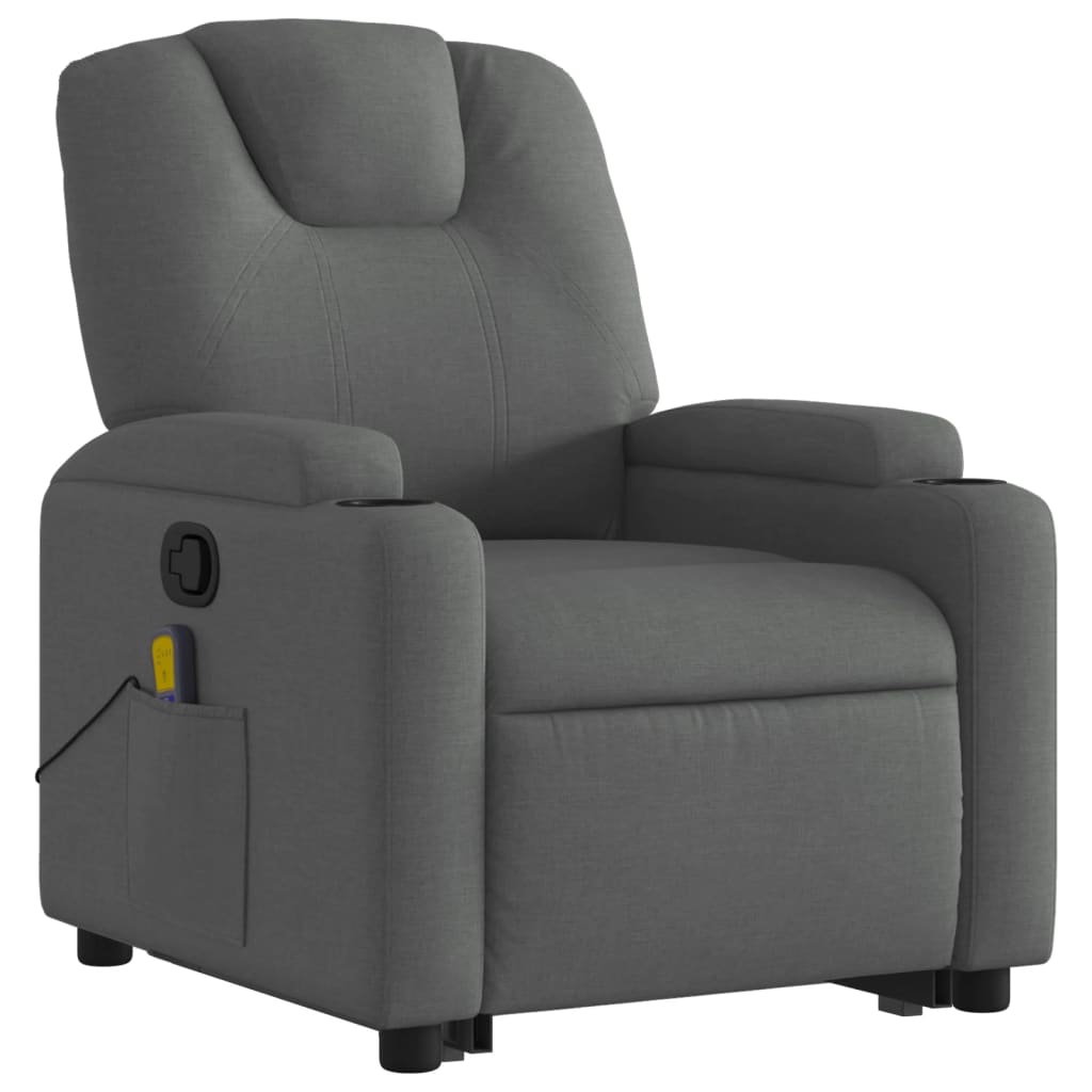 vidaXL Stand up Massage Recliner Chair Dark Gray Fabric-1