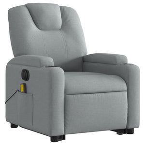 vidaXL Electric Stand up Massage Recliner Chair Light Gray Fabric-1