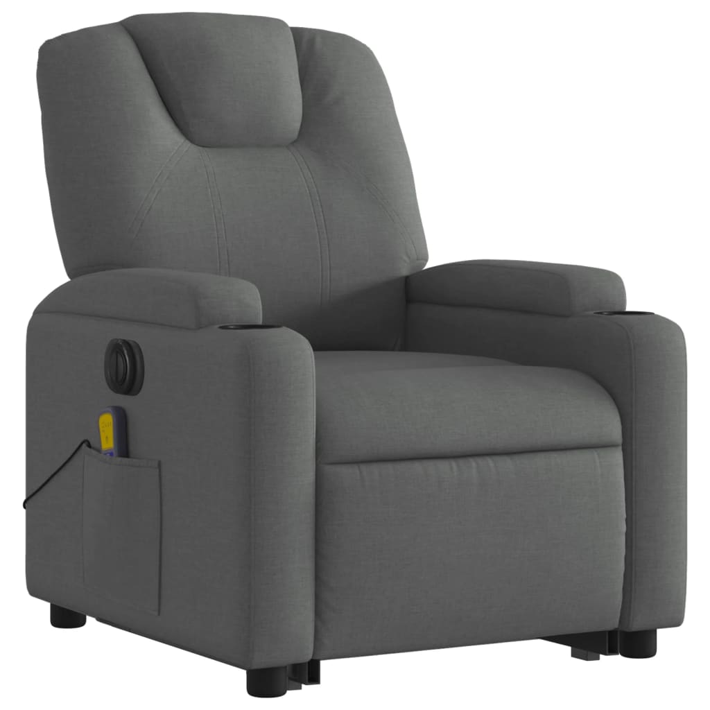 vidaXL Electric Stand up Massage Recliner Chair Dark Gray Fabric-1