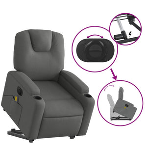 vidaXL Electric Stand up Massage Recliner Chair Dark Gray Fabric-7