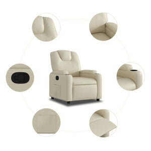 vidaXL Recliner Chair Cream Faux Leather-3