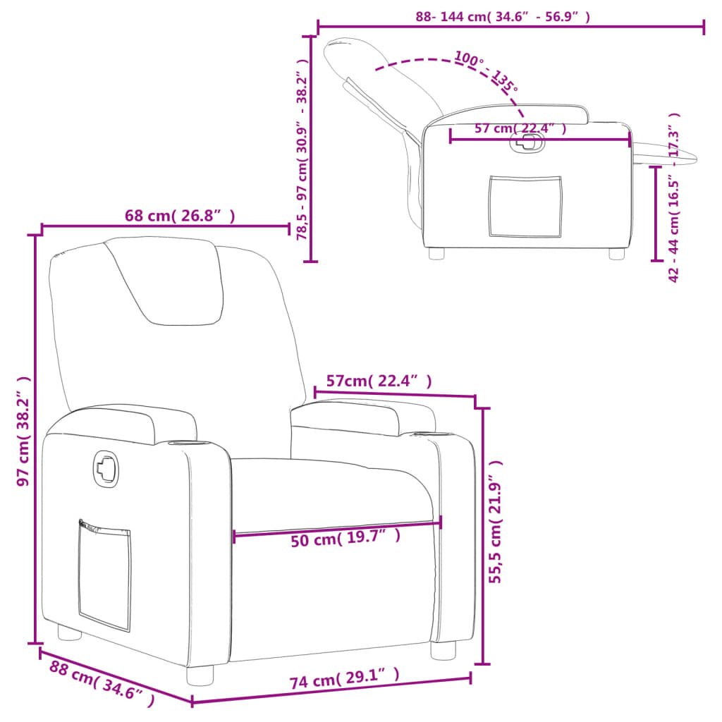 vidaXL Recliner Chair Cream Faux Leather-8