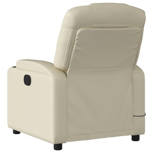 vidaXL Massage Recliner Chair Cream Faux Leather-1