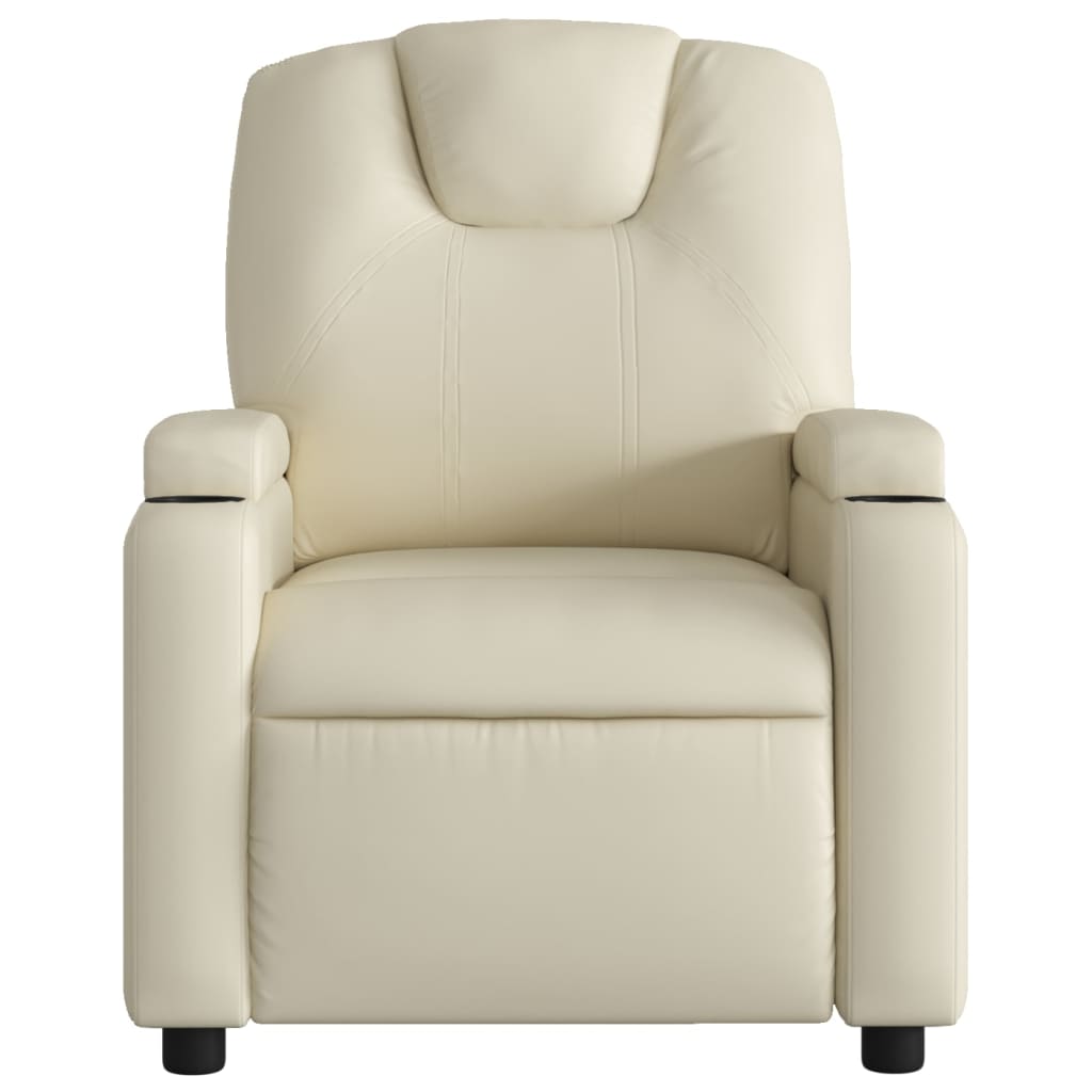 vidaXL Massage Recliner Chair Cream Faux Leather-4