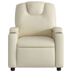 vidaXL Massage Recliner Chair Cream Faux Leather-4