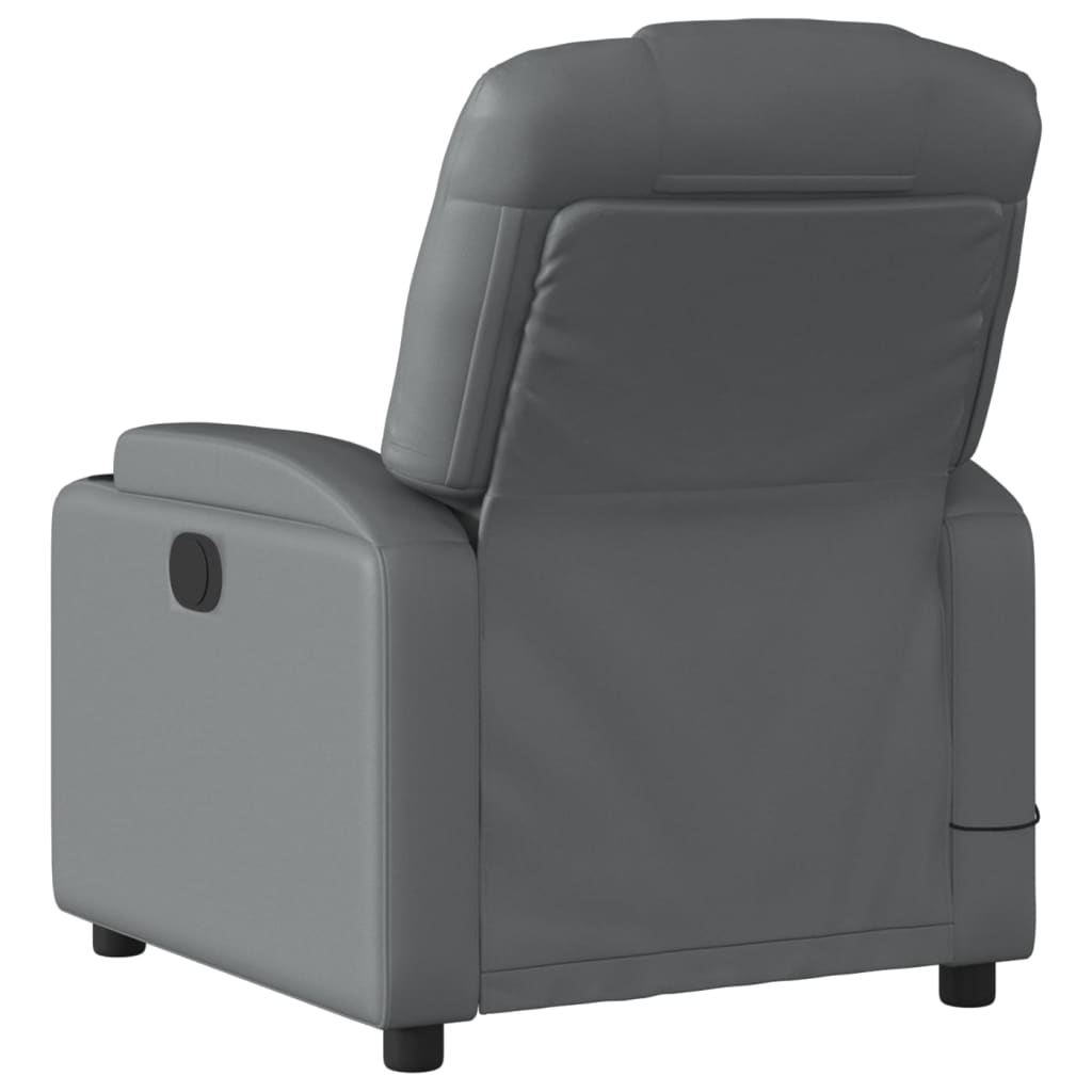 vidaXL Massage Recliner Chair Gray Faux Leather-0