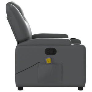 vidaXL Massage Recliner Chair Gray Faux Leather-4