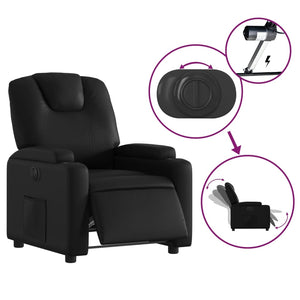 vidaXL Electric Recliner Chair Black Faux Leather-3