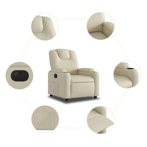 vidaXL Electric Recliner Chair Cream Faux Leather-5