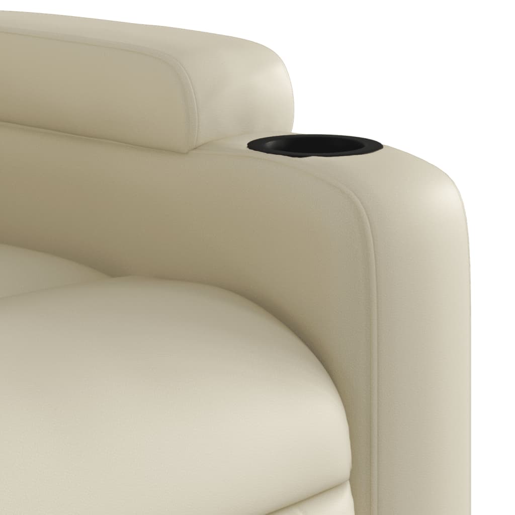 vidaXL Electric Recliner Chair Cream Faux Leather-7