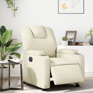 vidaXL Electric Recliner Chair Cream Faux Leather-0