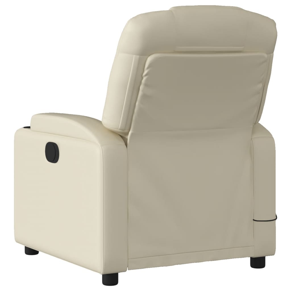 vidaXL Electric Massage Recliner Chair Cream Faux Leather-2