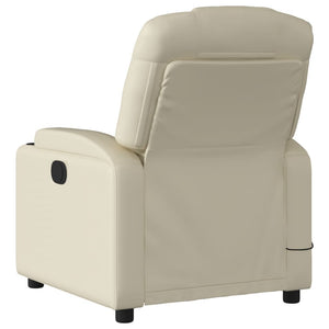 vidaXL Electric Massage Recliner Chair Cream Faux Leather-2