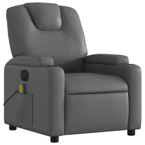 vidaXL Electric Massage Recliner Chair Gray Faux Leather-1