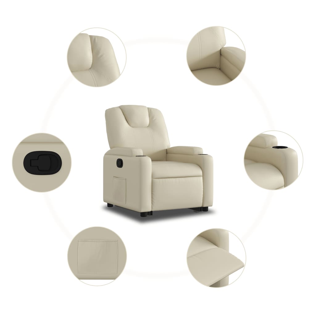 vidaXL Stand up Recliner Chair Cream Faux Leather-5