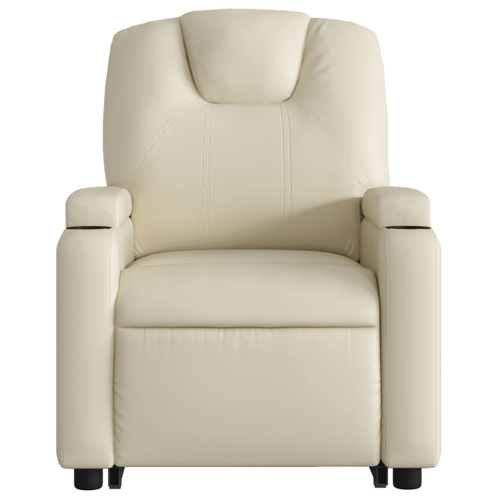 vidaXL Stand up Recliner Chair Cream Faux Leather-6