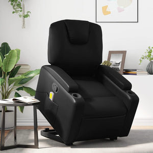 vidaXL Stand up Massage Recliner Chair Black Faux Leather-0