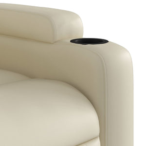 vidaXL Stand up Massage Recliner Chair Cream Faux Leather-7