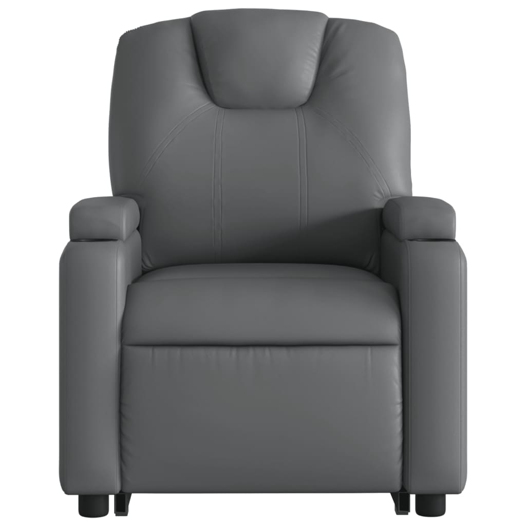 vidaXL Stand up Massage Recliner Chair Gray Faux Leather-6