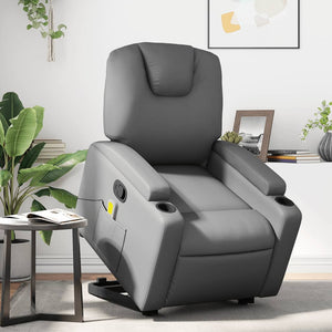 vidaXL Stand up Massage Recliner Chair Gray Faux Leather-0