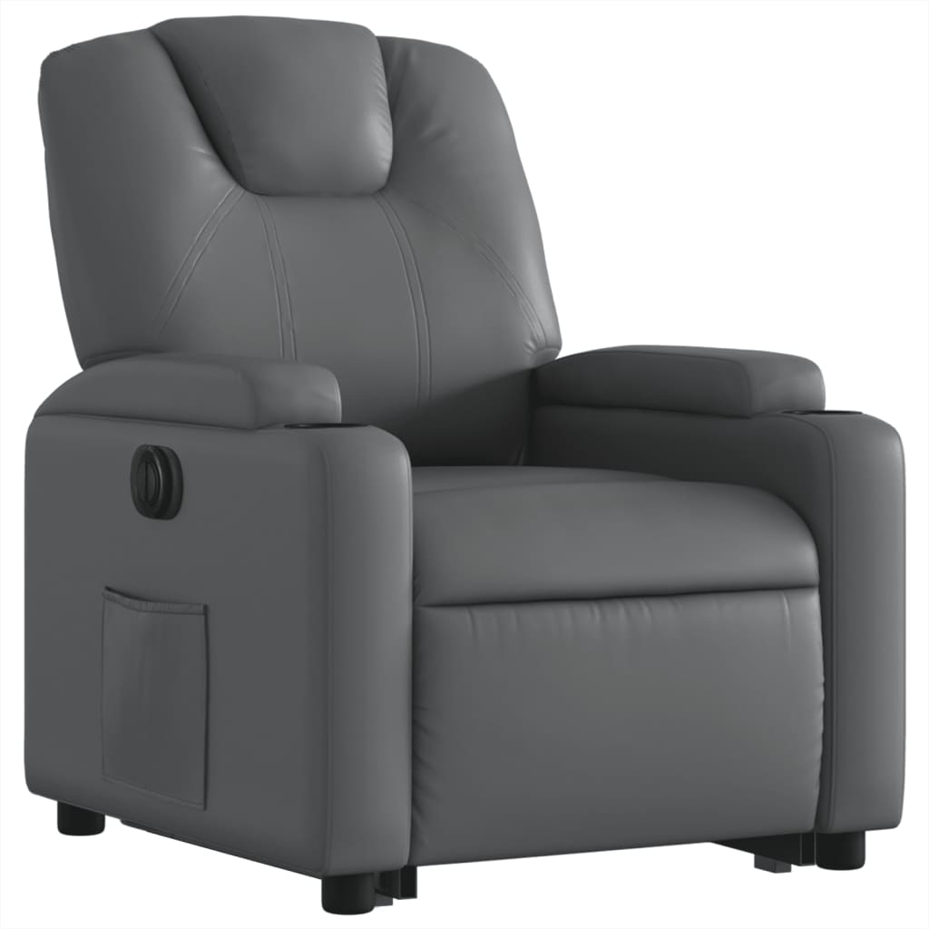 vidaXL Electric Stand up Recliner Chair Gray Faux Leather-1