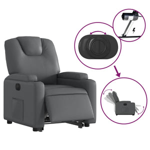 vidaXL Electric Stand up Recliner Chair Gray Faux Leather-3