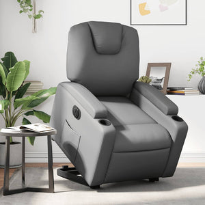 vidaXL Electric Stand up Recliner Chair Gray Faux Leather-0