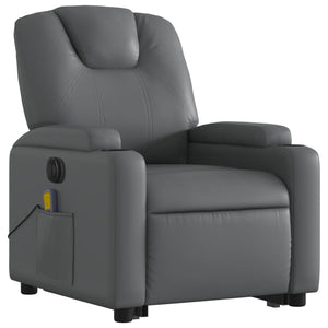 vidaXL Electric Stand up Massage Recliner Chair Gray Faux Leather-1