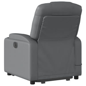 vidaXL Electric Stand up Massage Recliner Chair Gray Faux Leather-2