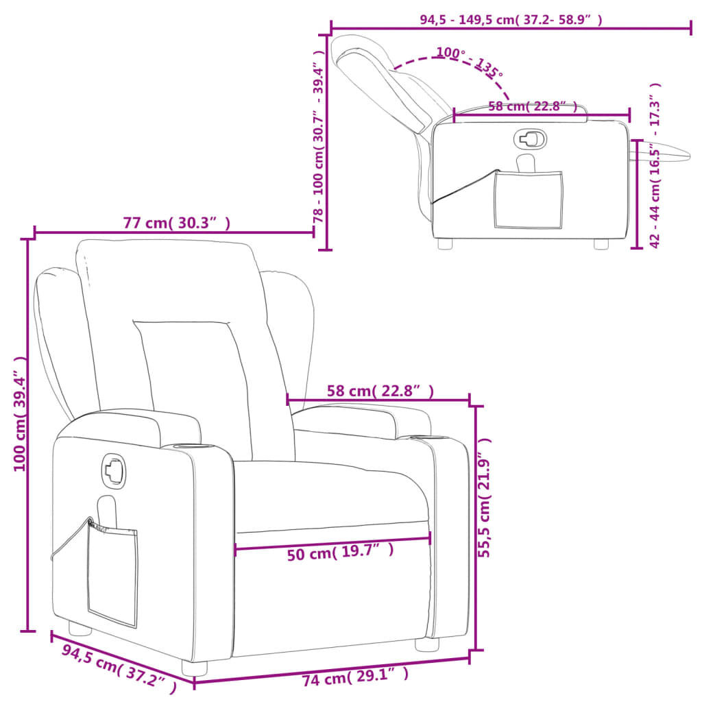 vidaXL Massage Recliner Chair Light Gray Fabric-8