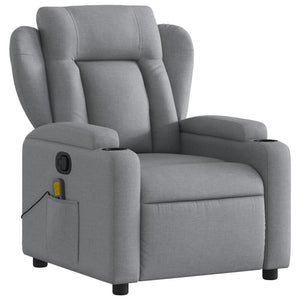 vidaXL Massage Recliner Chair Light Gray Fabric-1