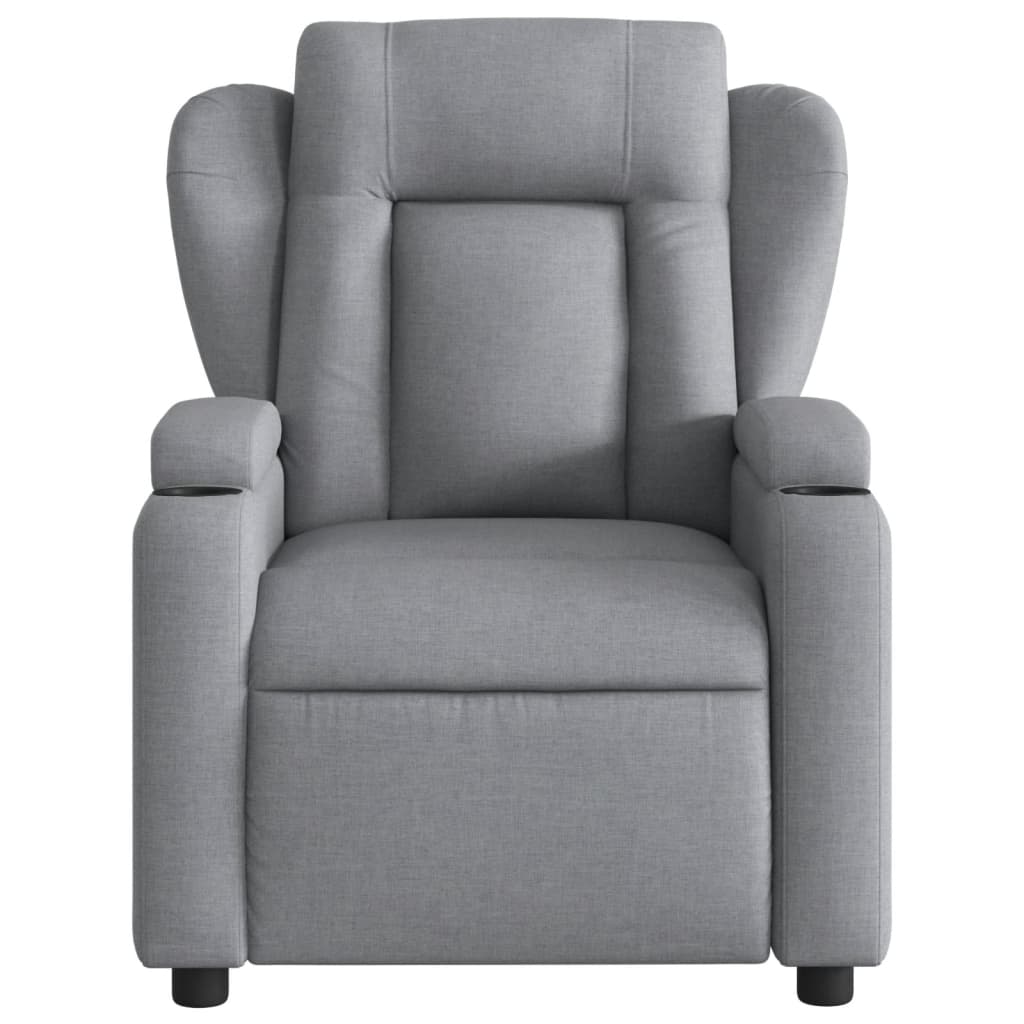 vidaXL Massage Recliner Chair Light Gray Fabric-5