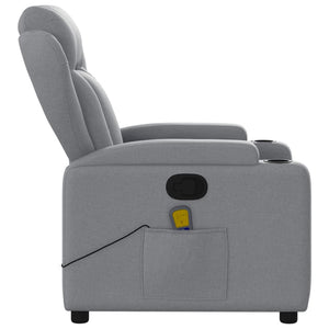 vidaXL Massage Recliner Chair Light Gray Fabric-6