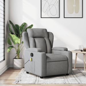 vidaXL Massage Recliner Chair Light Gray Fabric-0