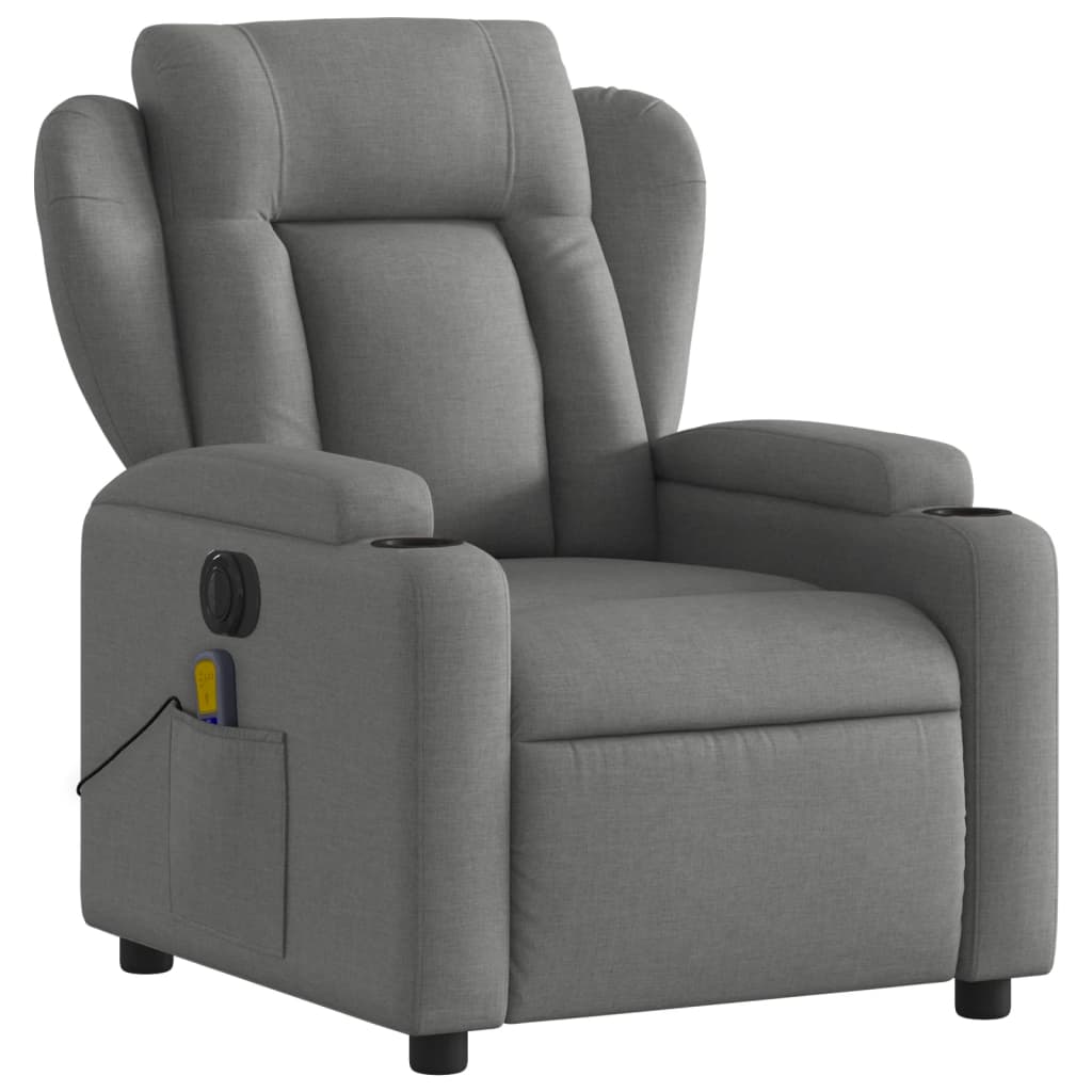 vidaXL Electric Massage Recliner Chair Dark Gray Fabric-1