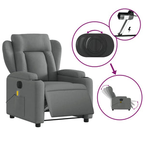 vidaXL Electric Massage Recliner Chair Dark Gray Fabric-3