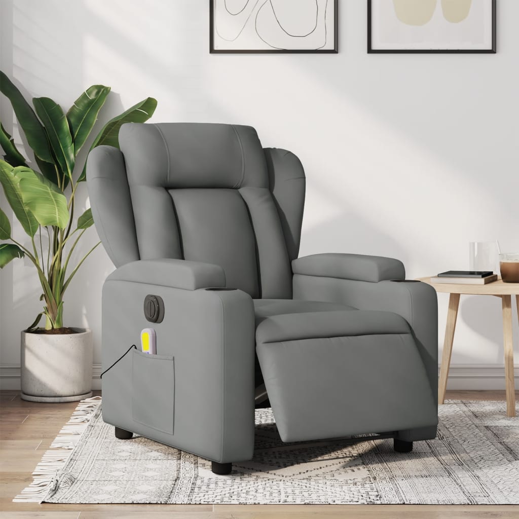 vidaXL Electric Massage Recliner Chair Dark Gray Fabric-0