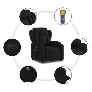 vidaXL Electric Massage Recliner Chair Black Fabric-5