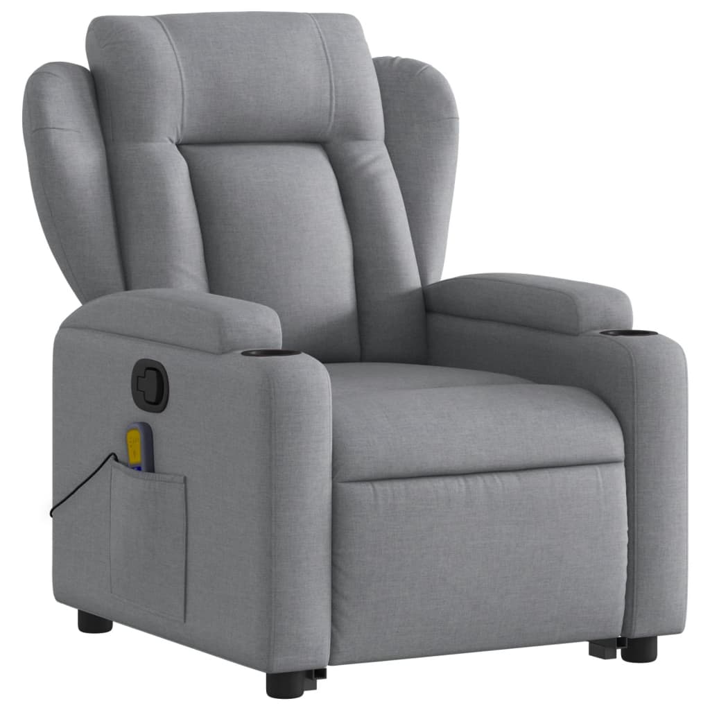 vidaXL Stand up Massage Recliner Chair Light Gray Fabric-1