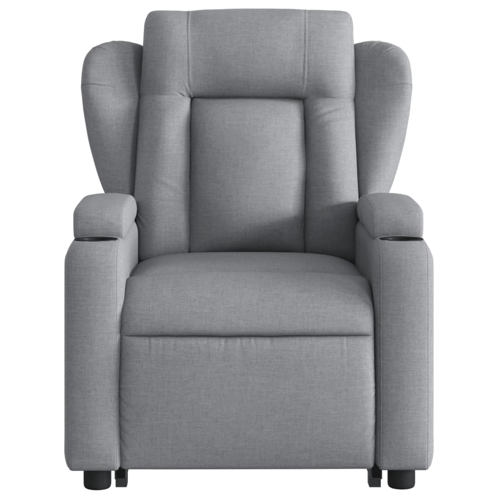 vidaXL Stand up Massage Recliner Chair Light Gray Fabric-6