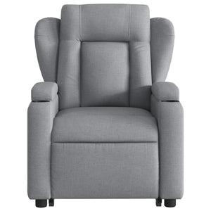 vidaXL Stand up Massage Recliner Chair Light Gray Fabric-6