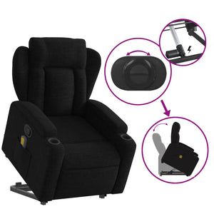 vidaXL Stand up Massage Recliner Chair Black Fabric-3